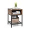 Industrial Side Table with Storage Shelf and Open Compartment Steel Frame Rustic Brown